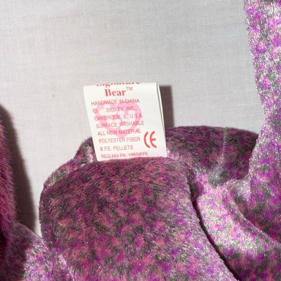 TY Signature Bear 2000 Beanie Baby & Beanie Buddy Set – Millennium Burgundy Plus - Picture 8 of 10
